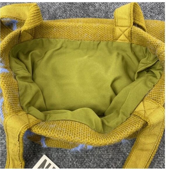 Urban Outfitters Ellie Icon Knit Tote Bag | Color Mustard with Blue Webs | NWT - Picture 5 of 5
